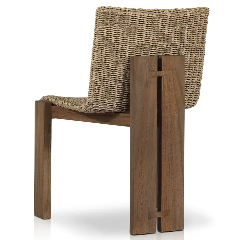 Ursula Woven Hyacinth Outdoor Dining Chair - Brown, Teak