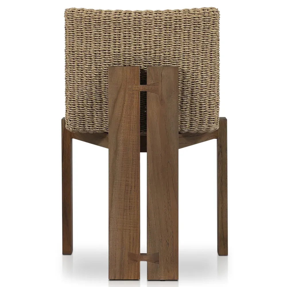 Ursula Woven Hyacinth Outdoor Dining Chair - Brown, Teak