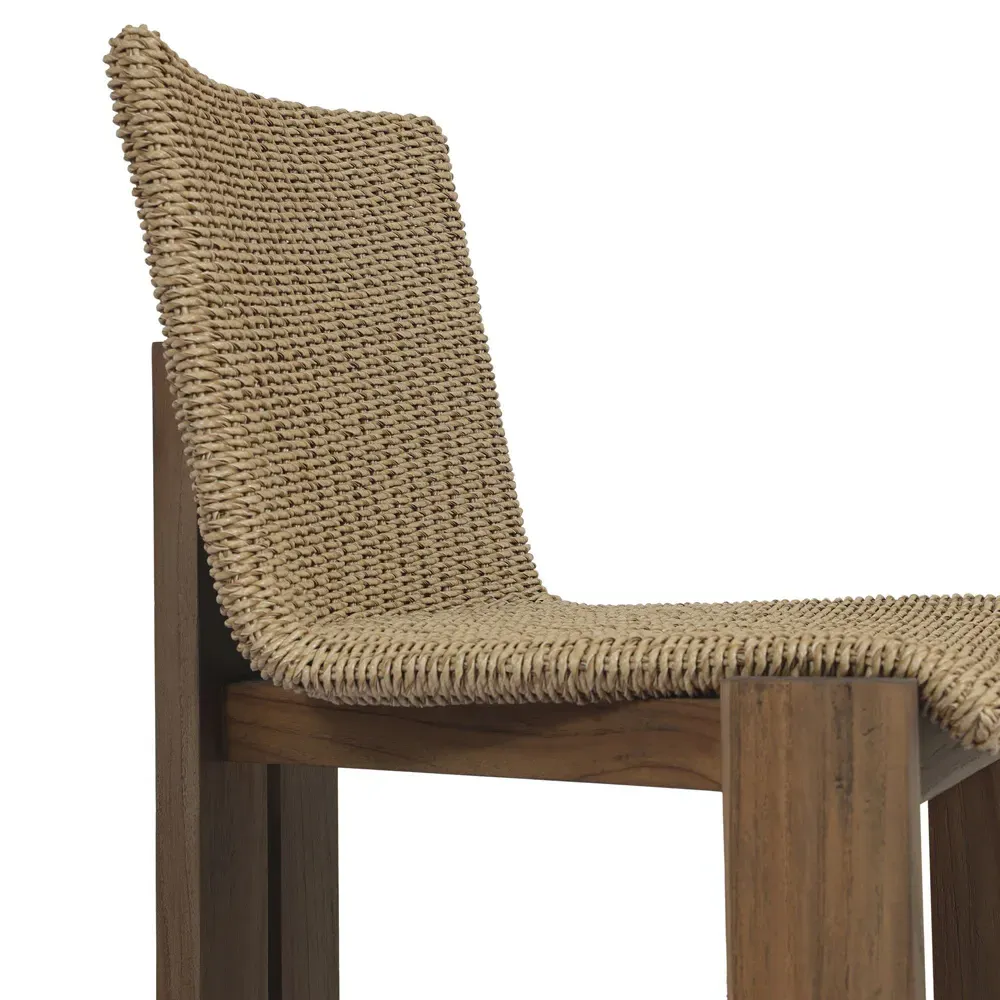 Ursula Woven Hyacinth Outdoor Dining Chair - Brown, Teak