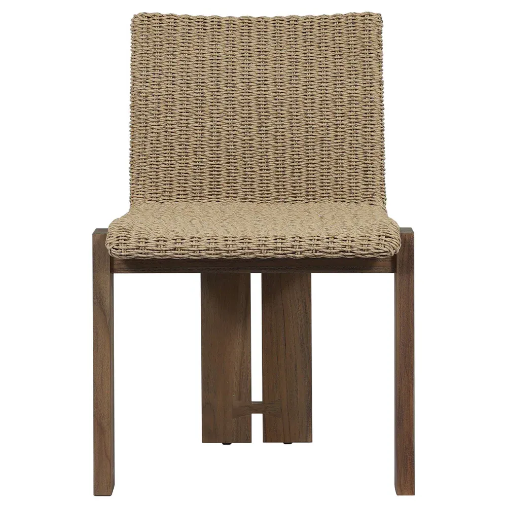 Ursula Woven Hyacinth Outdoor Dining Chair - Brown, Teak