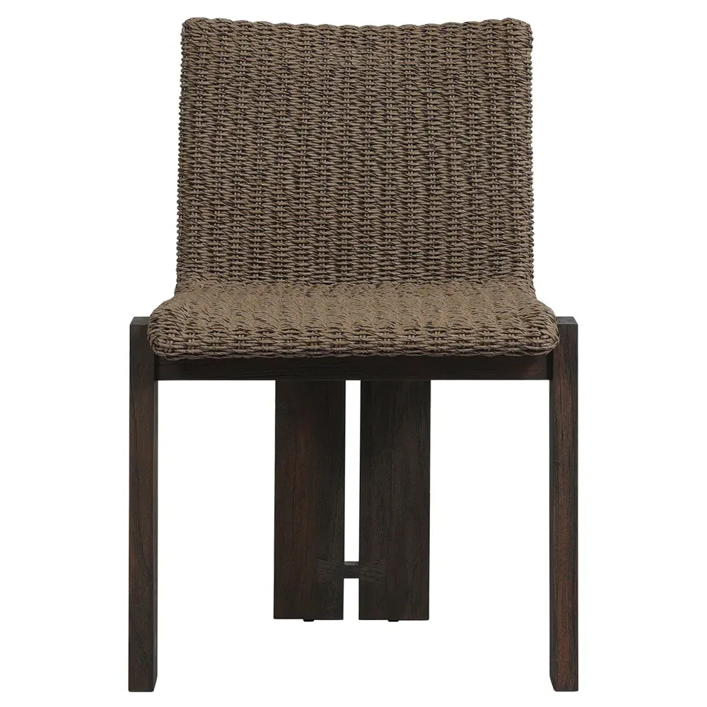 Ursula Woven Hyacinth Outdoor Dining Chair - Brown, Teak