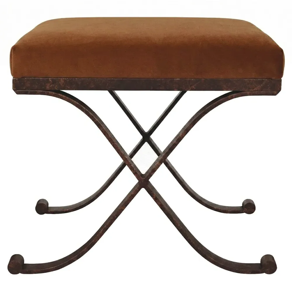 Uzor Rectangular Ottoman - Spice, Performance Velvet