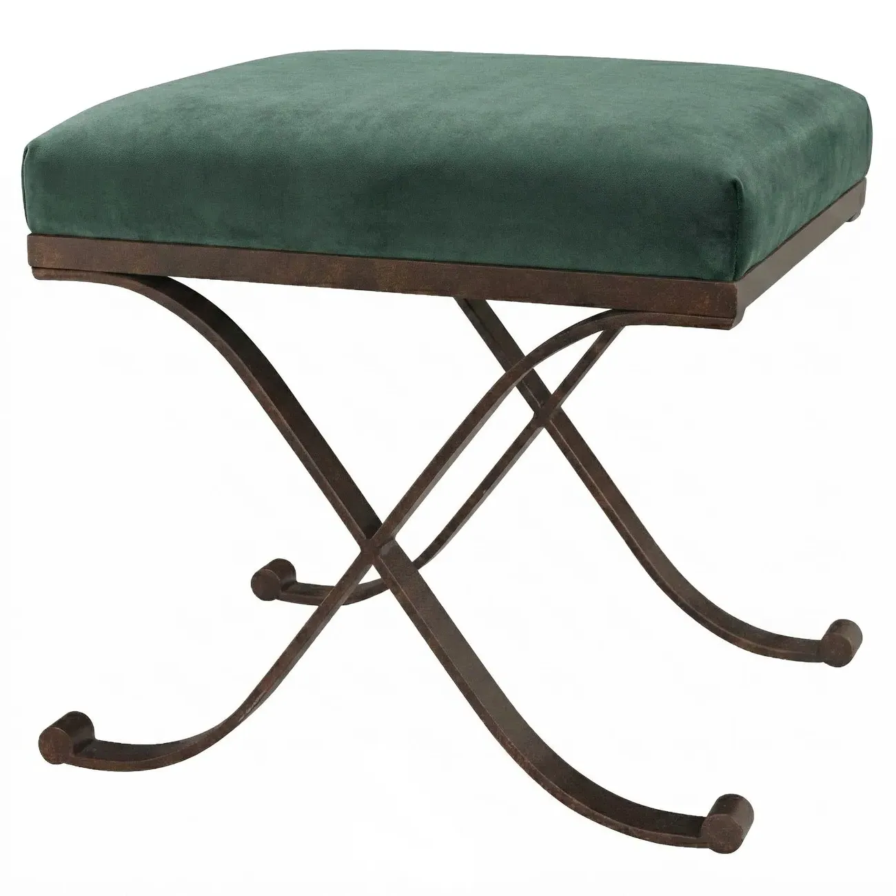 Uzor Rectangular Ottoman - Stone Pine, Performance Velvet