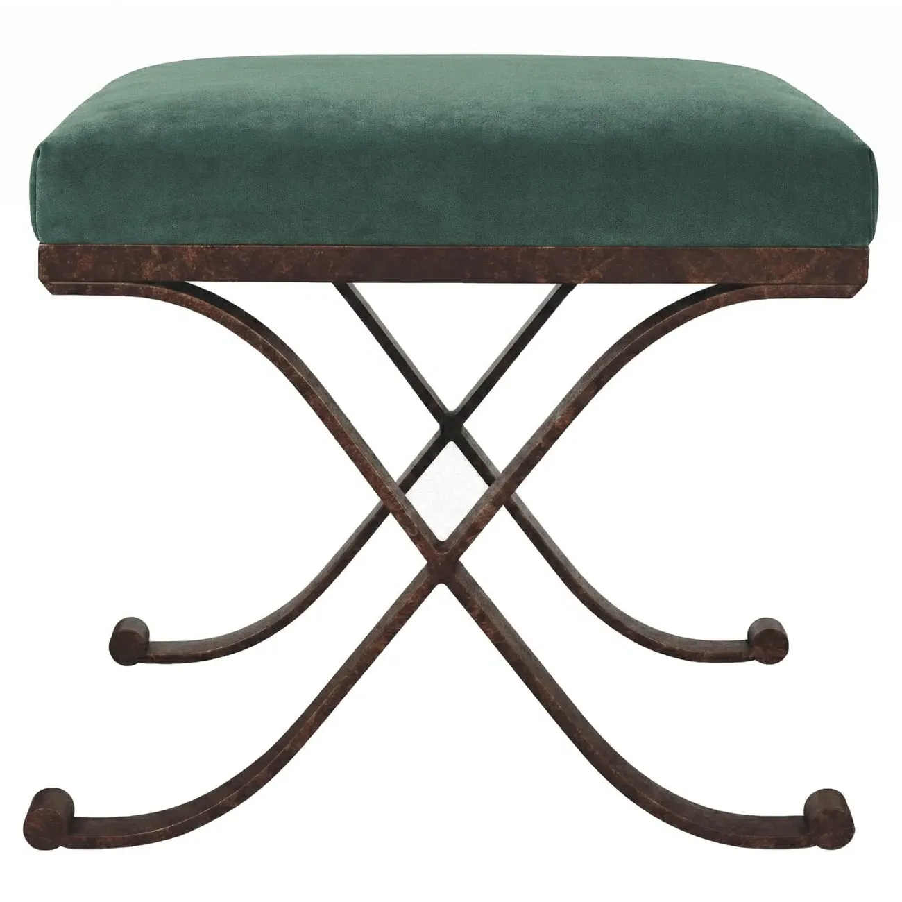 Uzor Rectangular Ottoman - Stone Pine, Performance Velvet