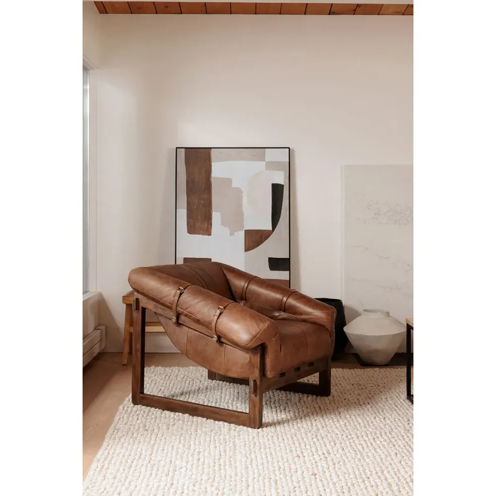 Vader Tufted Arm Chair - Brown, Leather