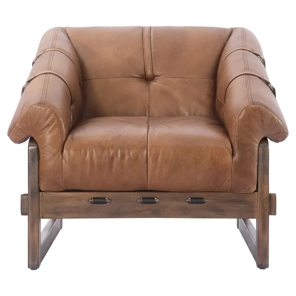 Vader Tufted Arm Chair - Brown, Leather image