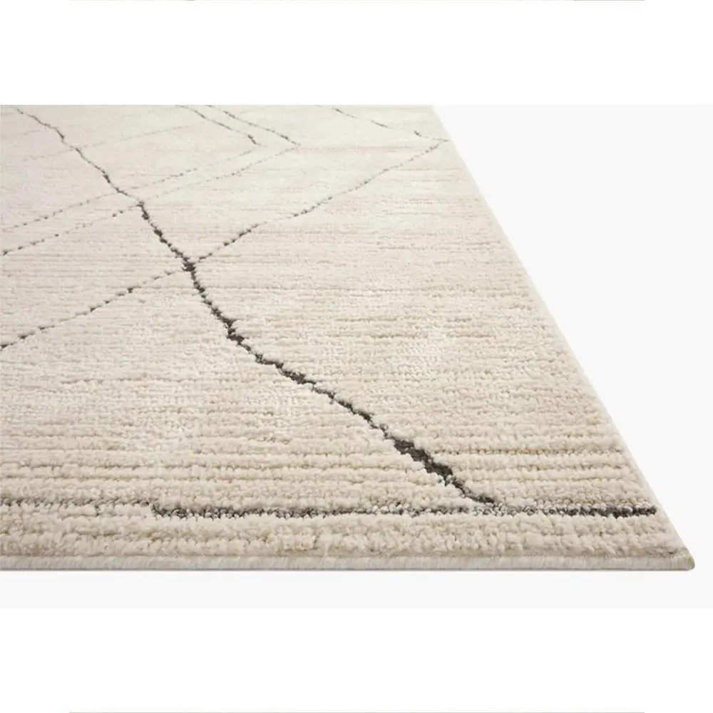 Vaela Diamond Patterned Rug - Cream, Polyester