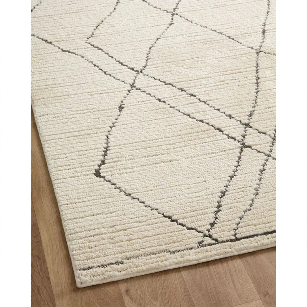 Vaela Diamond Patterned Rug - Cream, Polyester