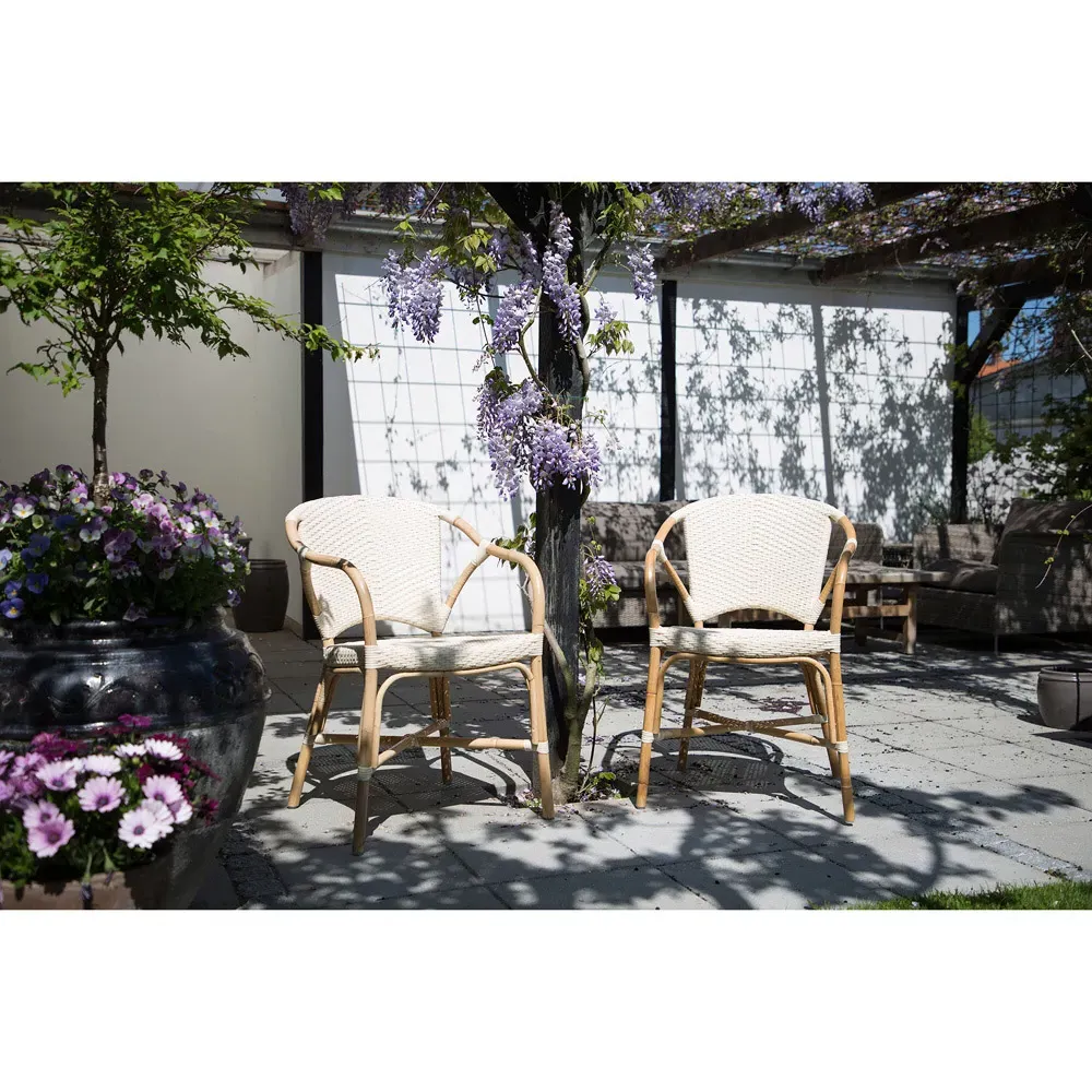 Val Woven Rattan Dining Arm Chair - Beige