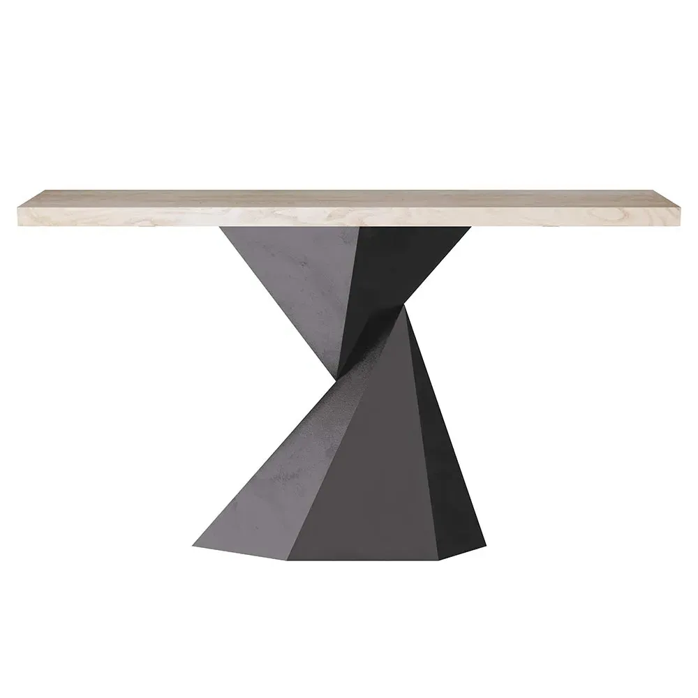 Valder Rectangular Console Table - Brown Oak, Iron