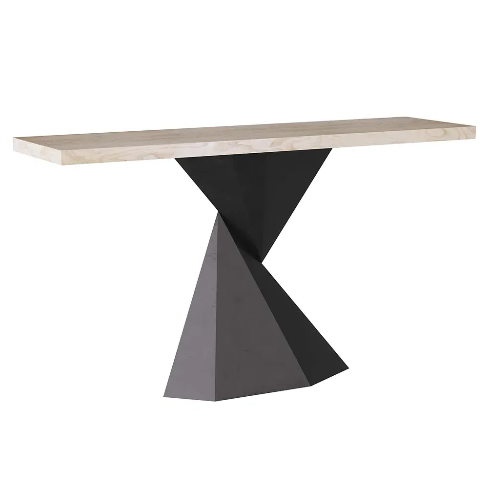 Valder Rectangular Console Table - Brown Oak, Iron