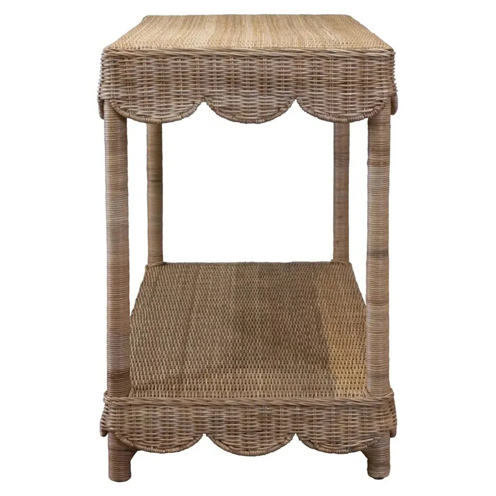 Valerie Console Table with Scalloped Detail - Natural, Rattan