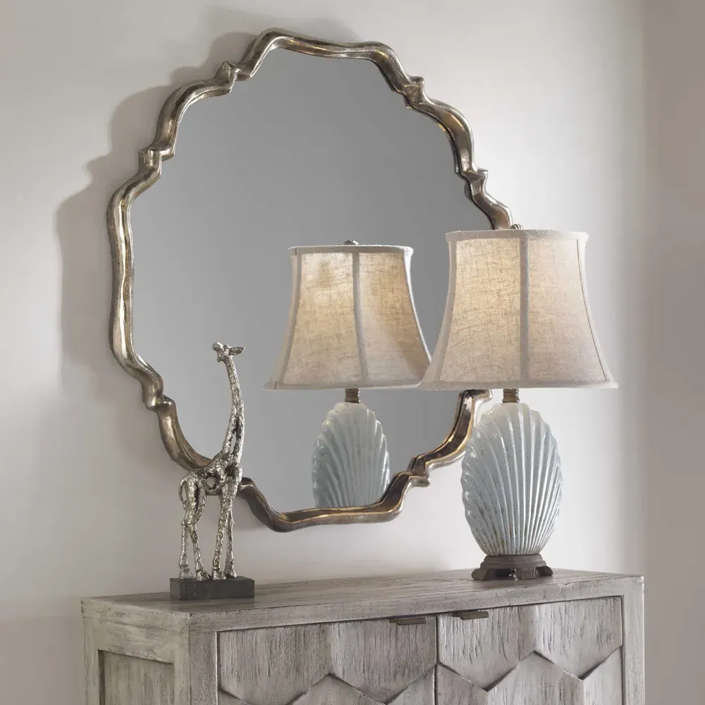 Valerie Distressed Wall Mirror - Silver, Metal