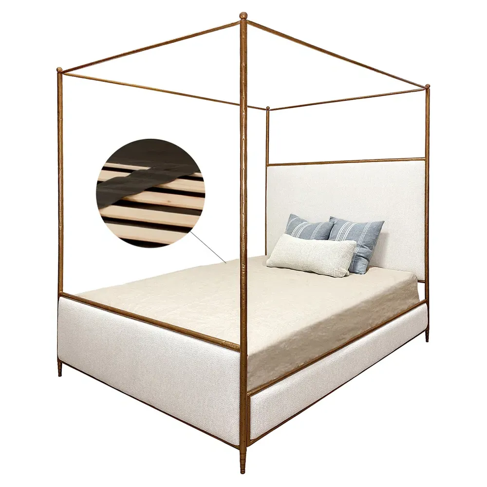 Valerie Full Size Platform Canopy Bed - Ivory, Copper
