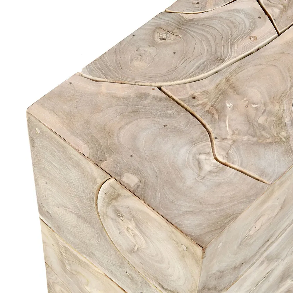 Valerie Rectangular Block End Table - Brown, Teak