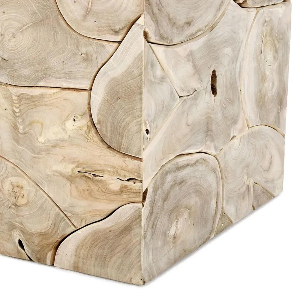 Valerie Rectangular Block End Table - Brown, Teak