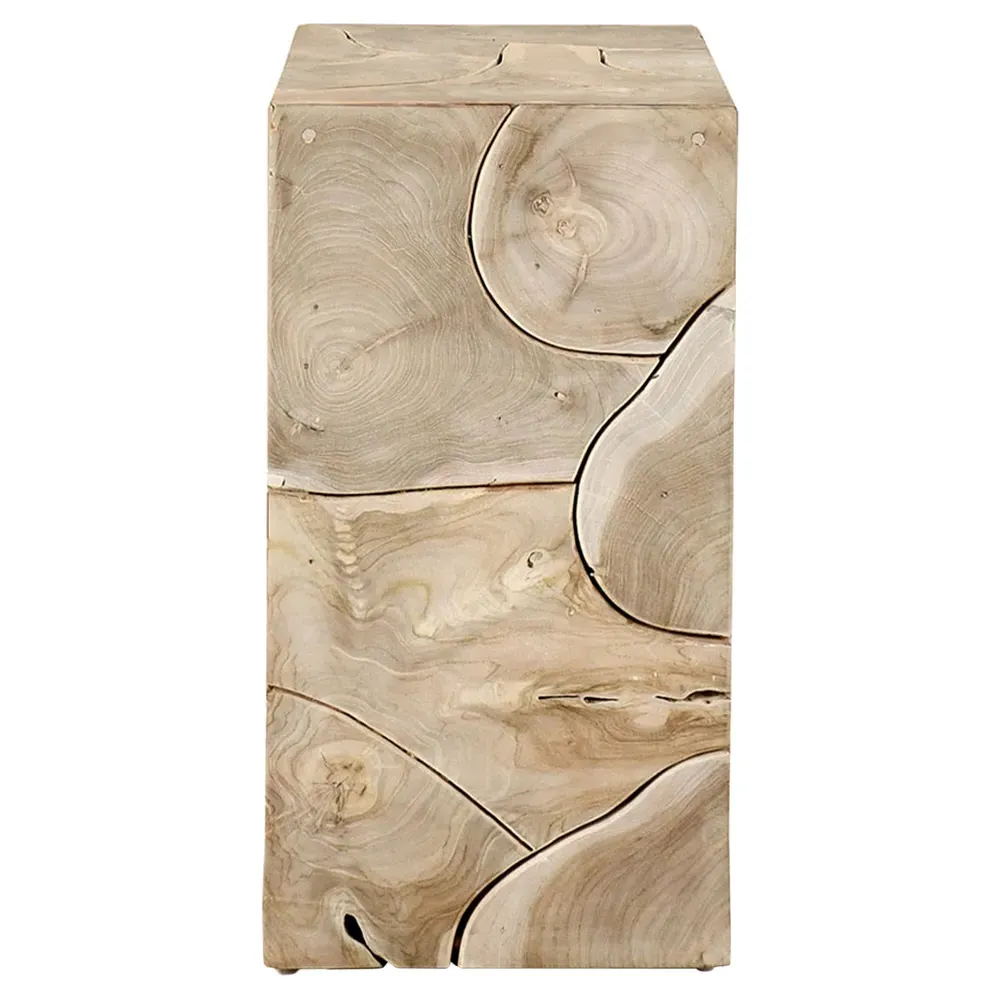 Valerie Rectangular Block End Table - Brown, Teak image