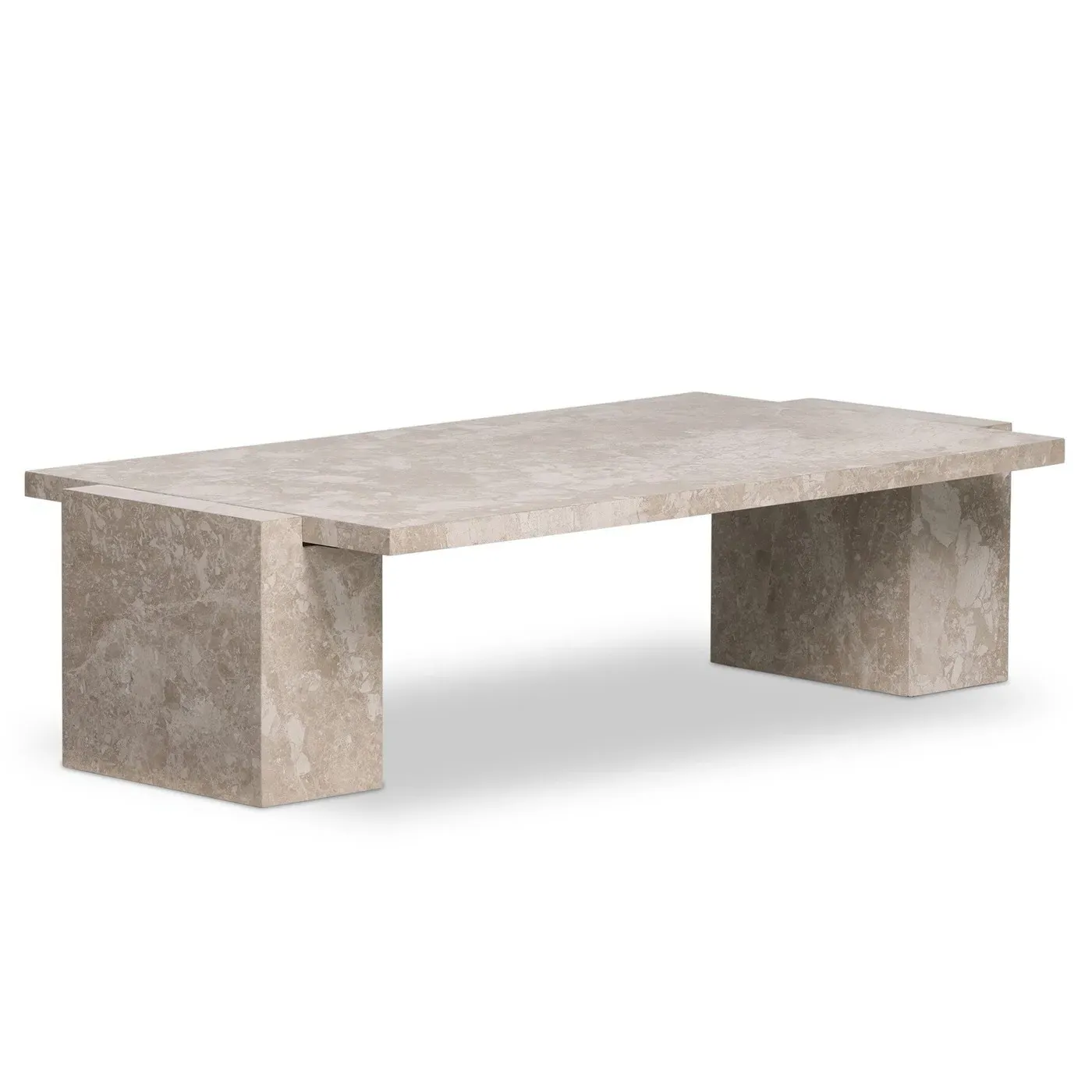 Valerie Rectangular Coffee Table - Beige, Marble