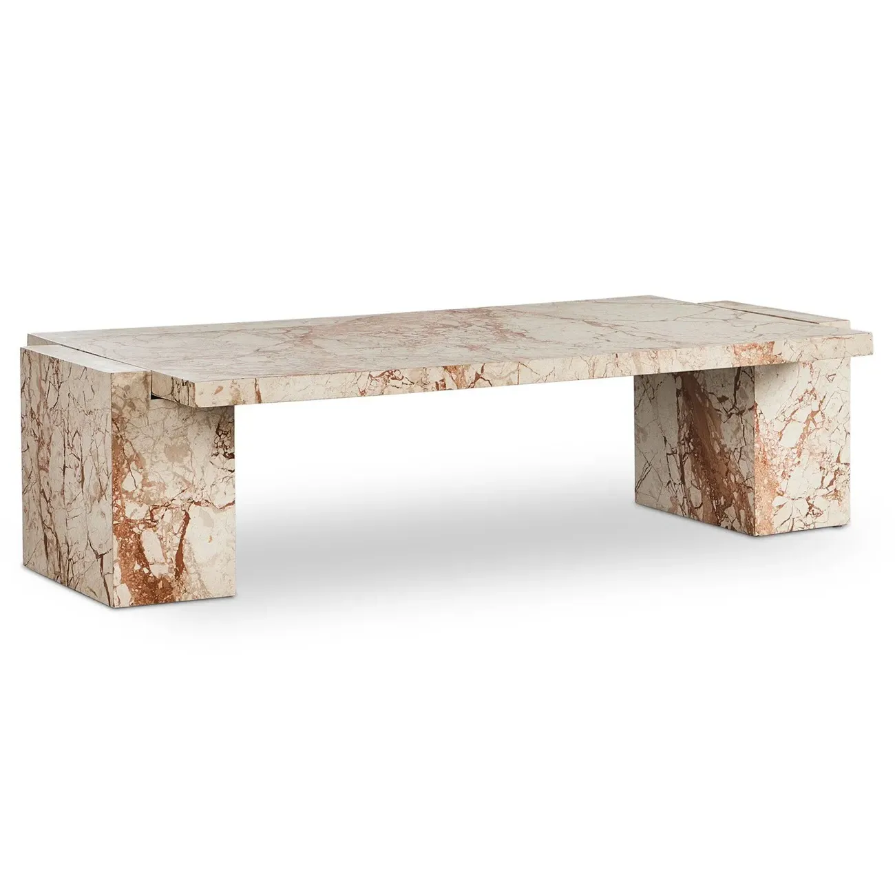 Valerie Rectangular Coffee Table - Taupe, Marble