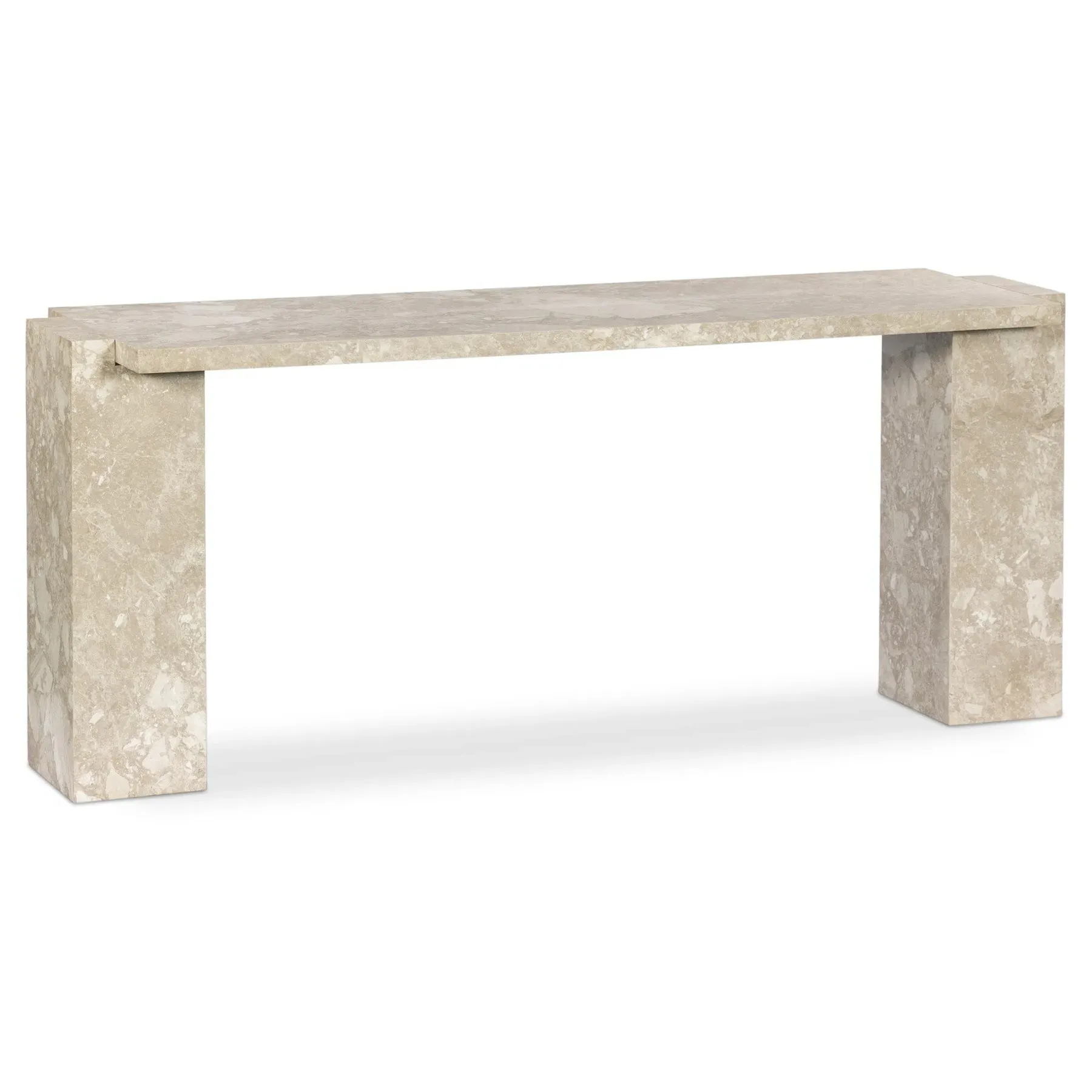 Valerie Rectangular Console Table - Beige, Marble
