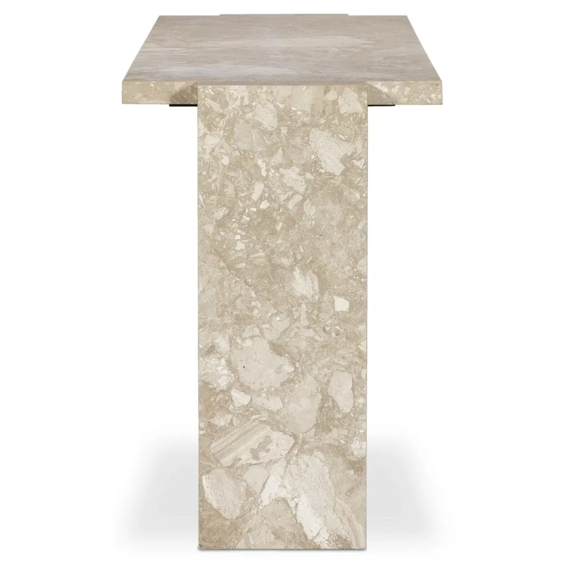 Valerie Rectangular Console Table - Beige, Marble