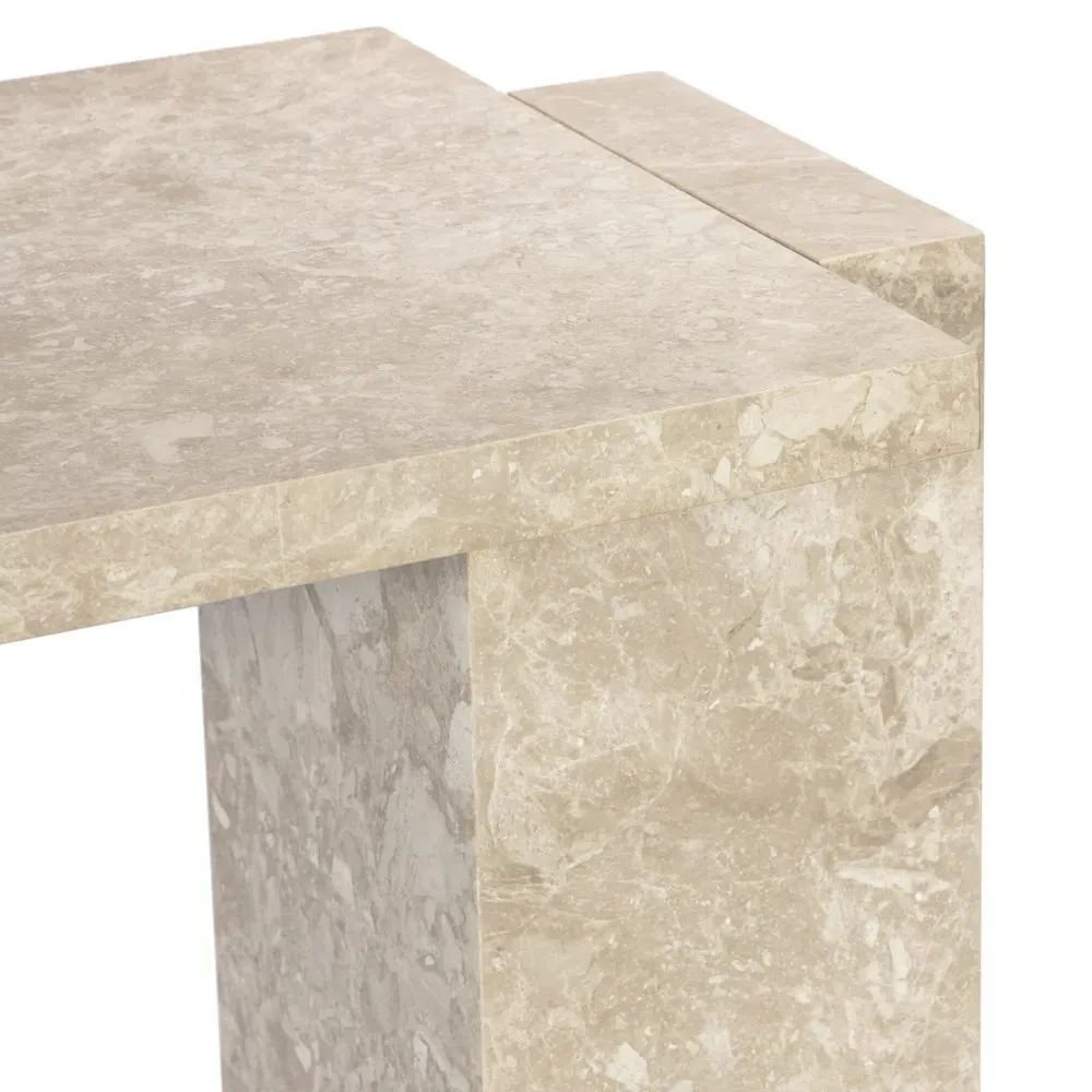 Valerie Rectangular Console Table - Beige, Marble