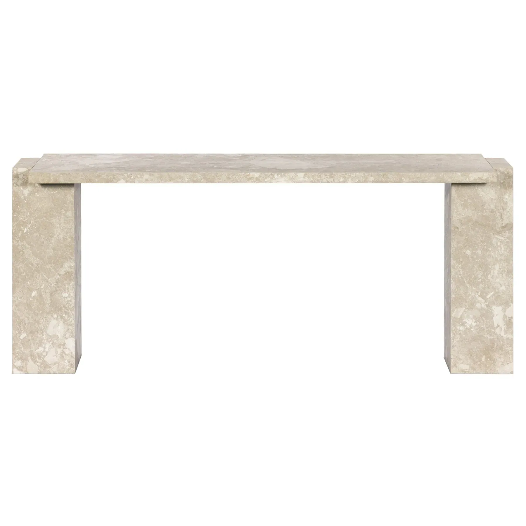 Valerie Rectangular Console Table - Beige, Marble