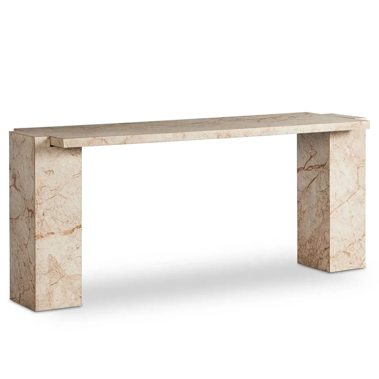 Valerie Rectangular Console Table - Taupe, Marble