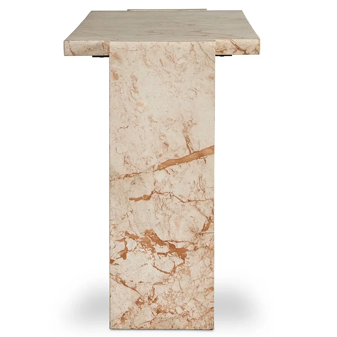 Valerie Rectangular Console Table - Taupe, Marble
