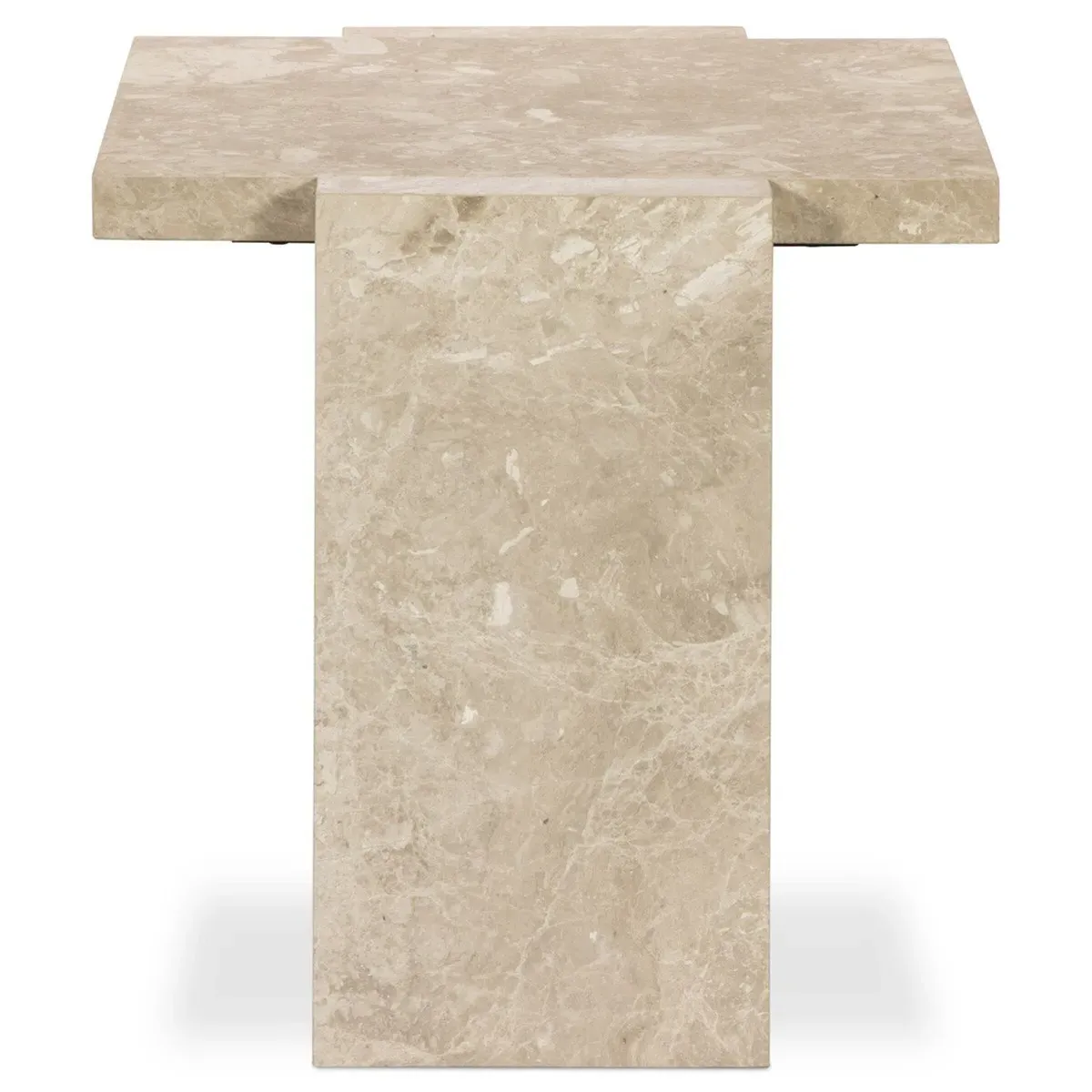 Valerie Rectangular End Table - Beige, Marble