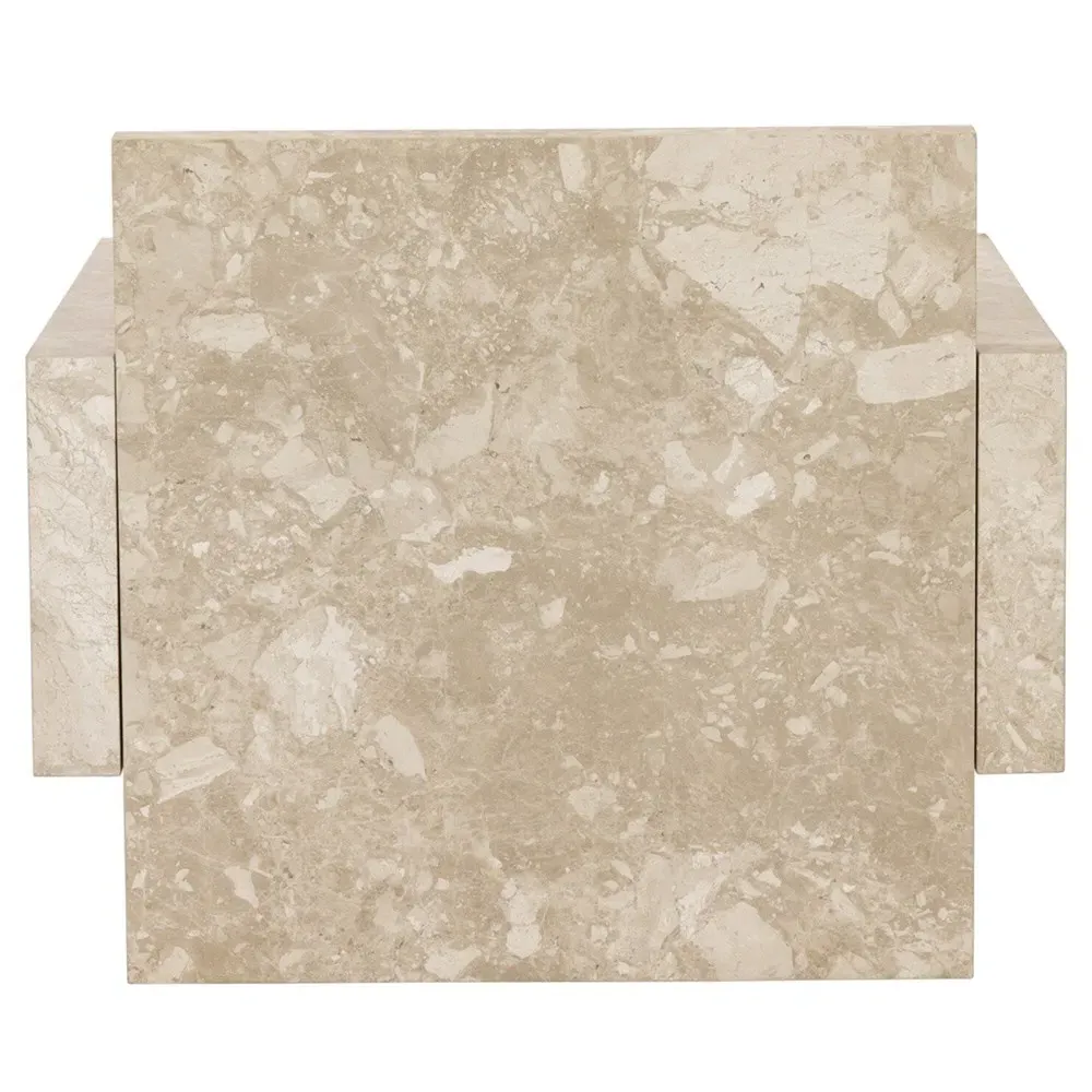 Valerie Rectangular End Table - Beige, Marble