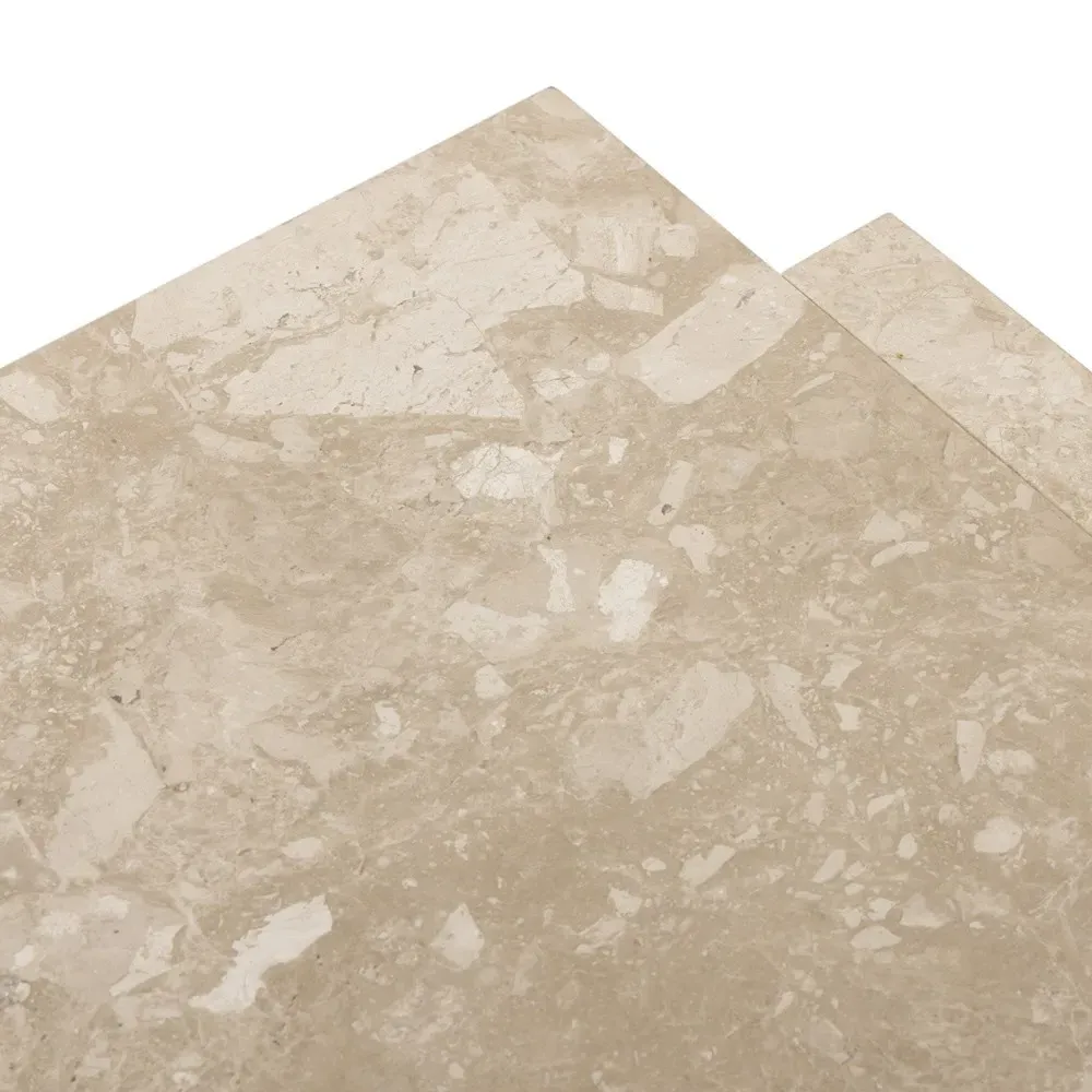 Valerie Rectangular End Table - Beige, Marble