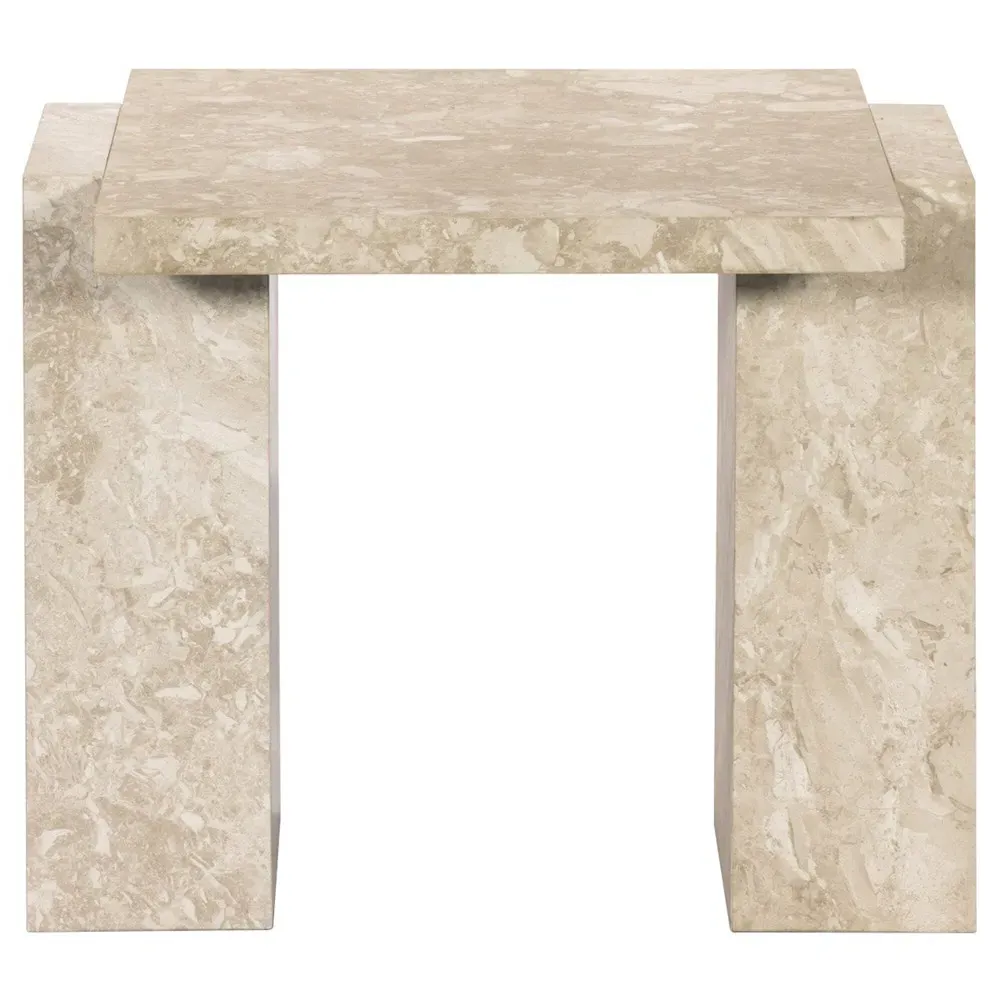 Valerie Rectangular End Table - Beige, Marble image