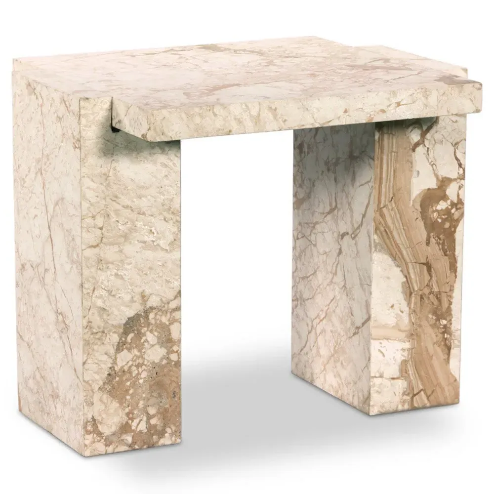 Valerie Rectangular End Table - Taupe, Marble
