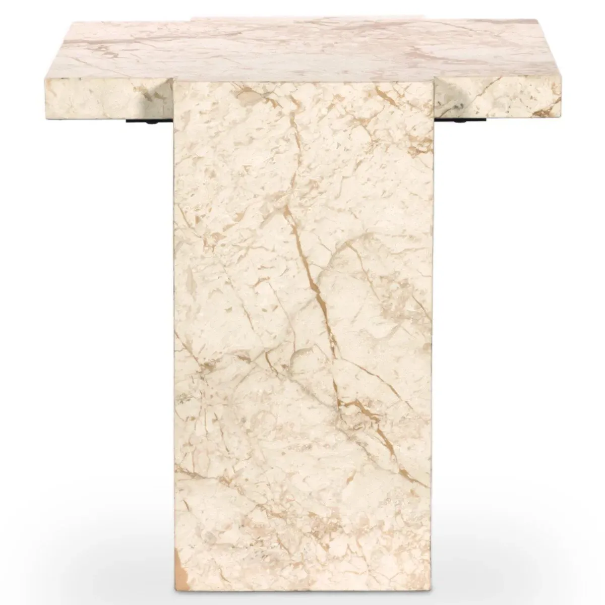 Valerie Rectangular End Table - Taupe, Marble