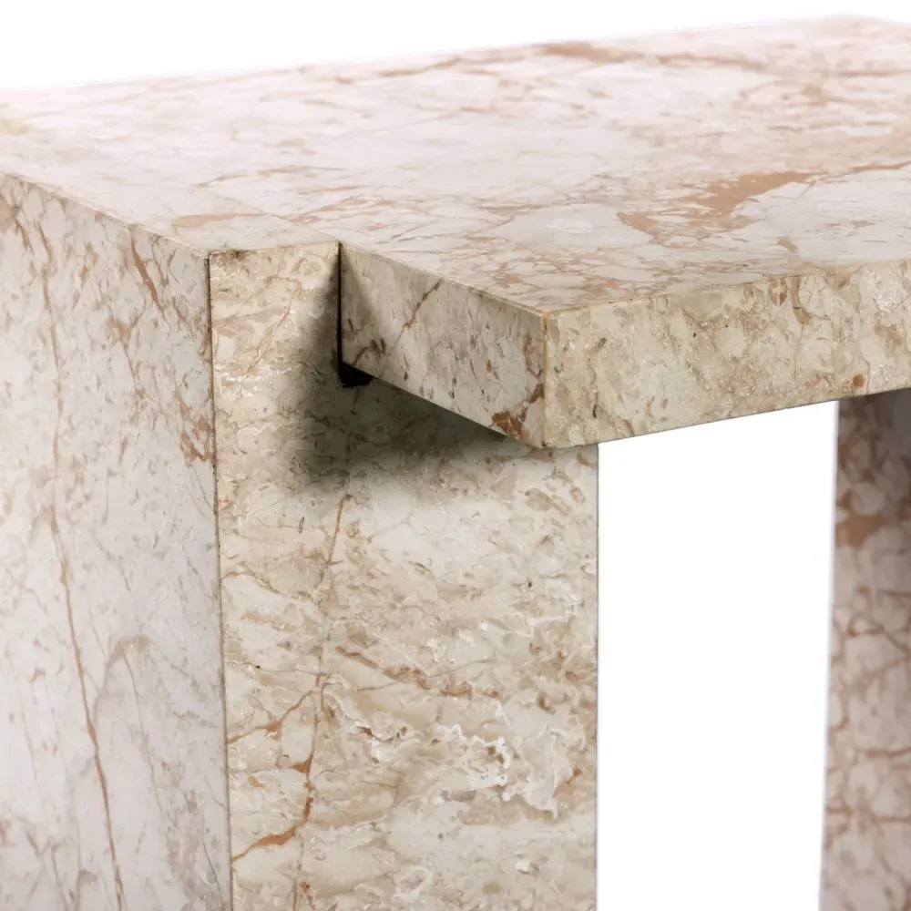 Valerie Rectangular End Table - Taupe, Marble