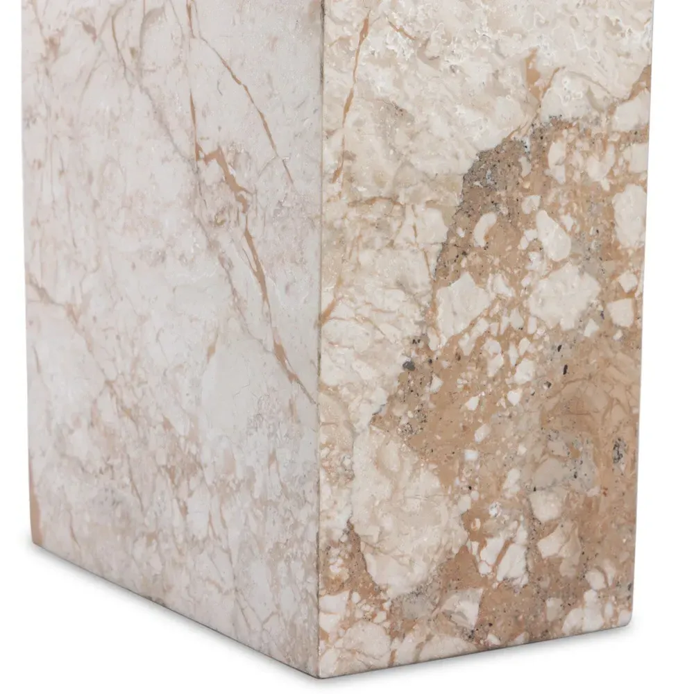 Valerie Rectangular End Table - Taupe, Marble
