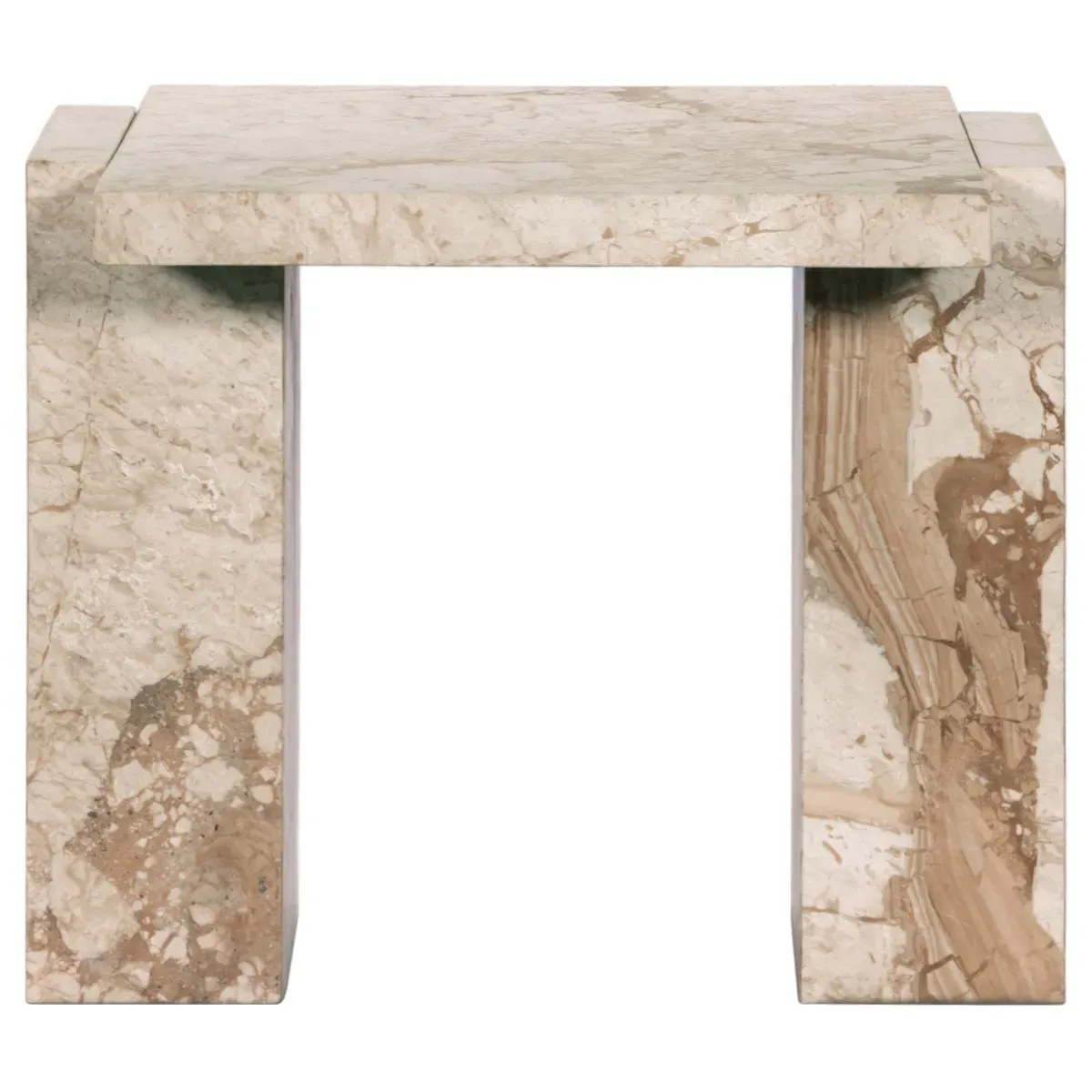 Valerie Rectangular End Table - Taupe, Marble image