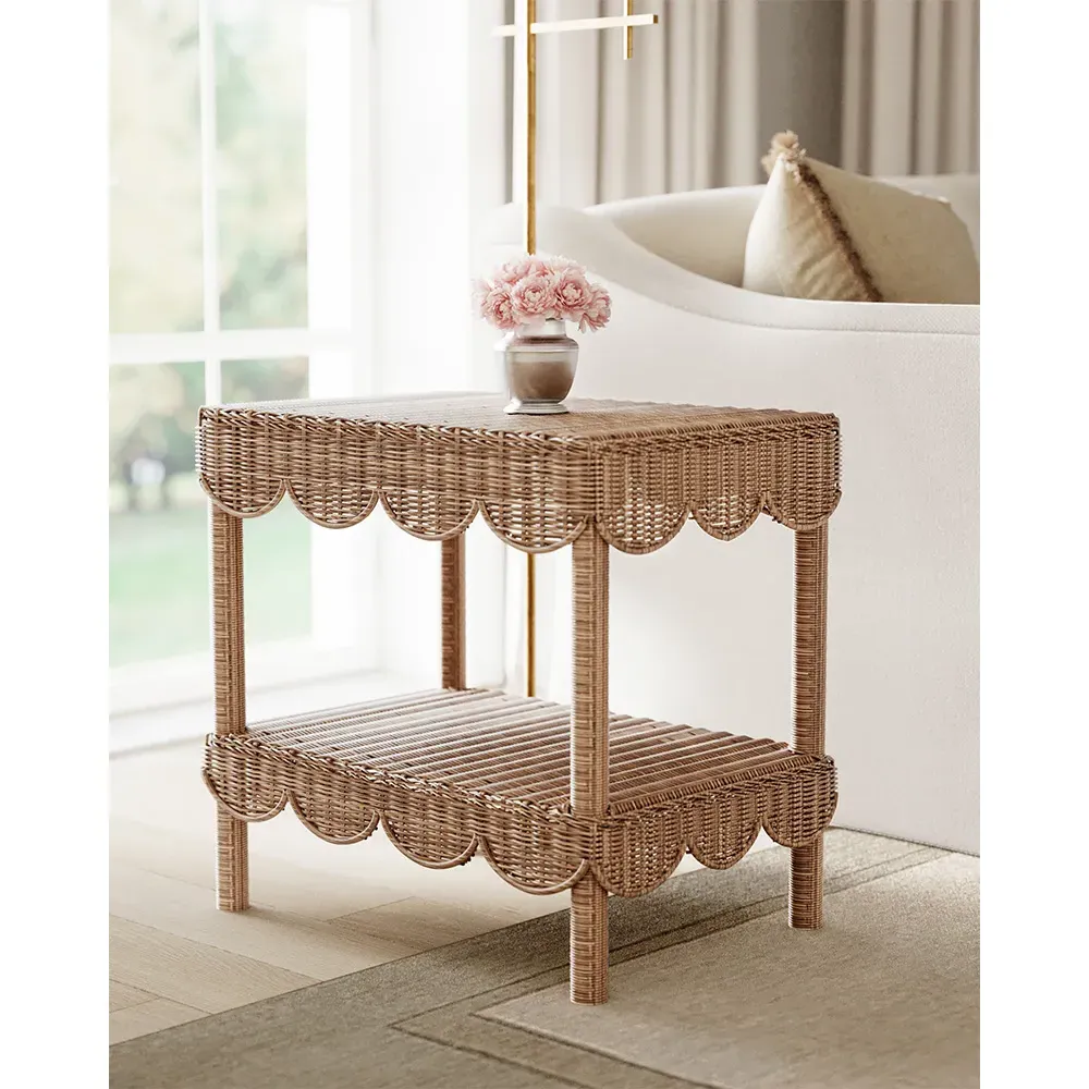 Valerie Rectangular Side Table - Natural, Rattan