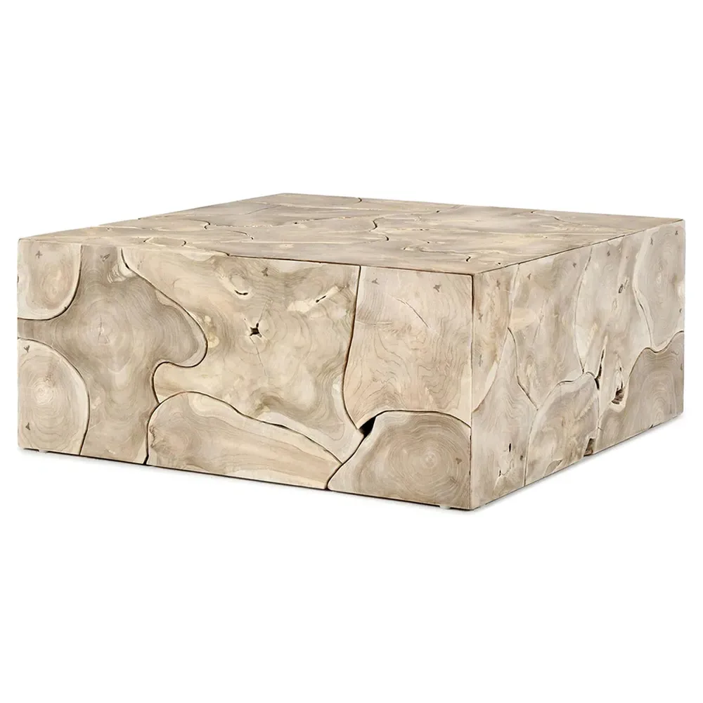 Valerie Square Block Coffee Table - Brown, Teak