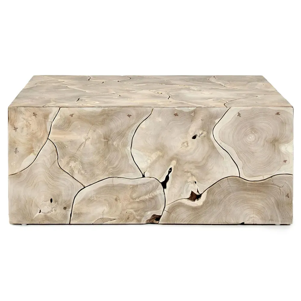 Valerie Square Block Coffee Table - Brown, Teak