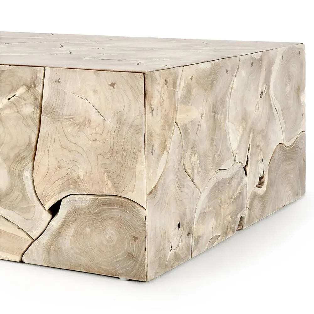 Valerie Square Block Coffee Table - Brown, Teak