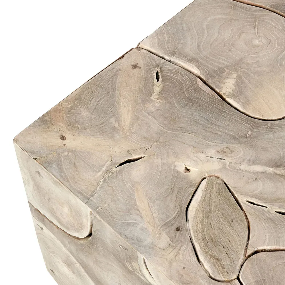 Valerie Square Block Coffee Table - Brown, Teak