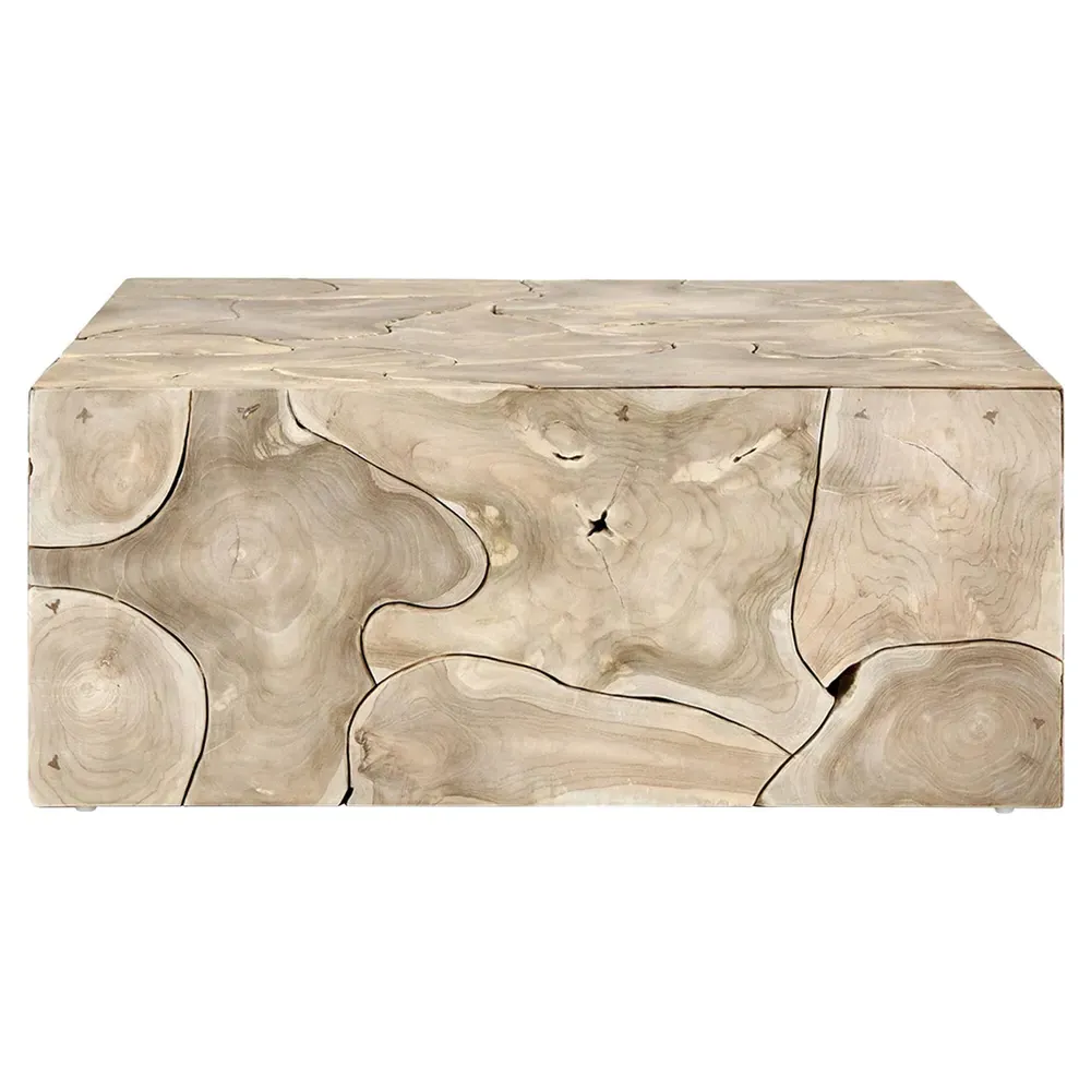 Valerie Square Block Coffee Table - Brown, Teak