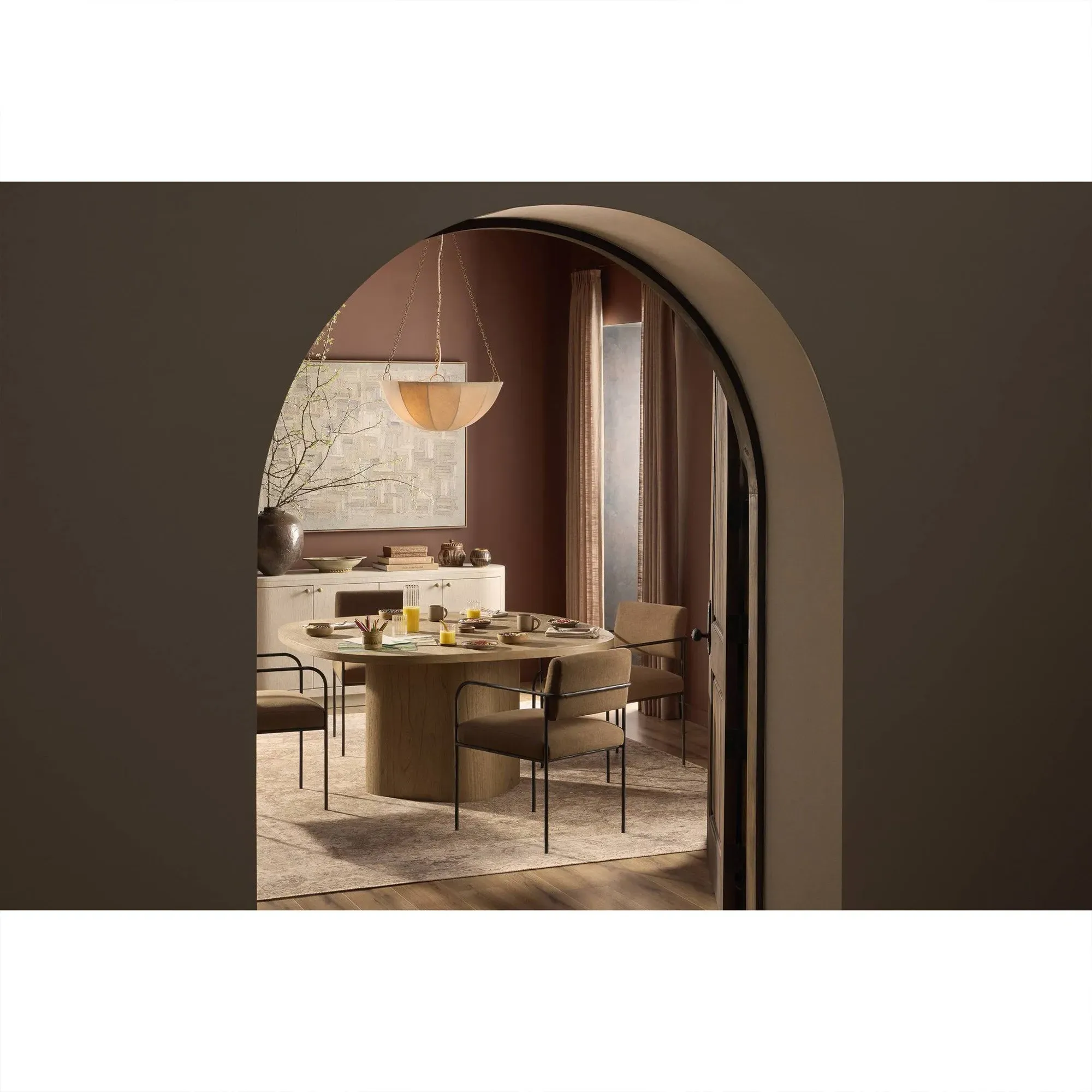 Valli Square Pedestal Dining Table - Brown, Wood