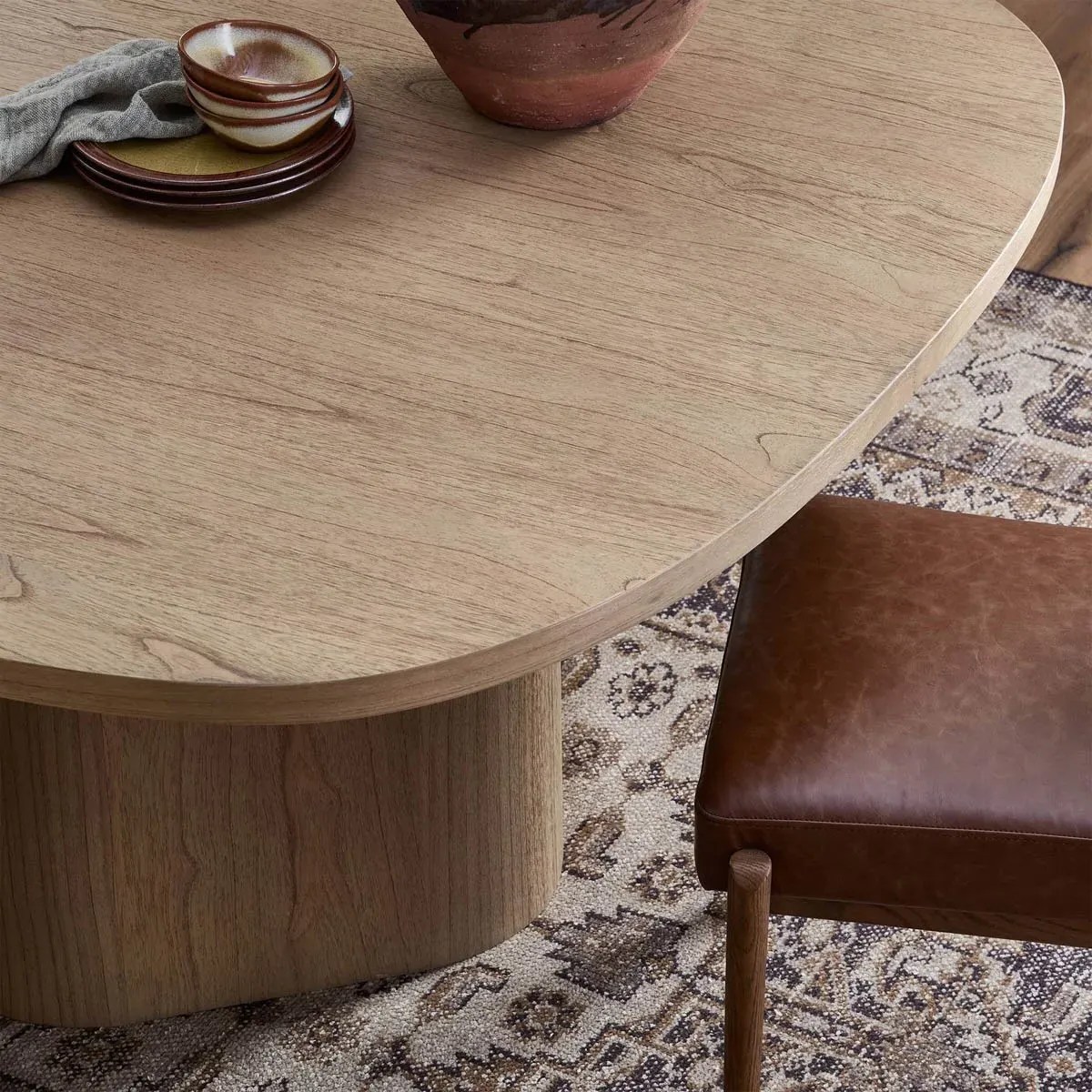 Valli Square Pedestal Dining Table - Brown, Wood