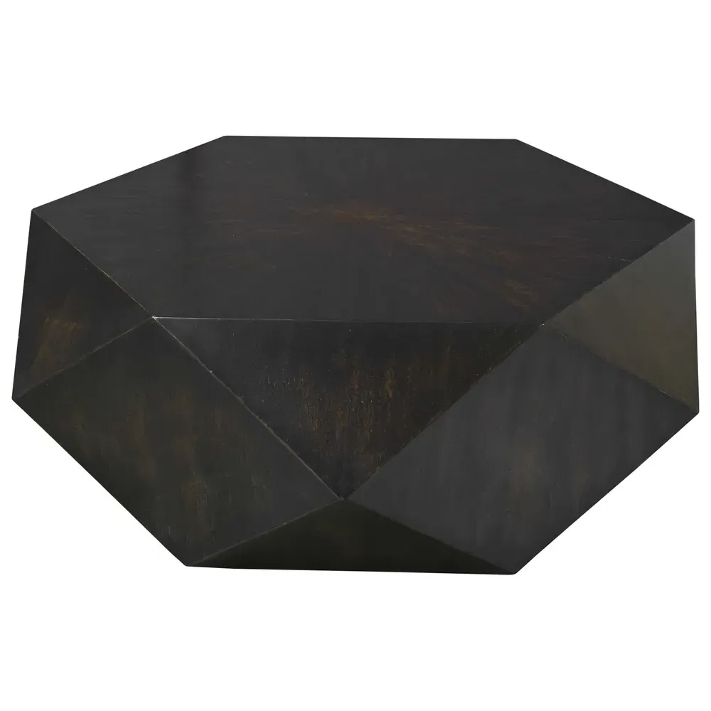 Vance Geometric Block Coffee Table - Black, Mango Veneer image