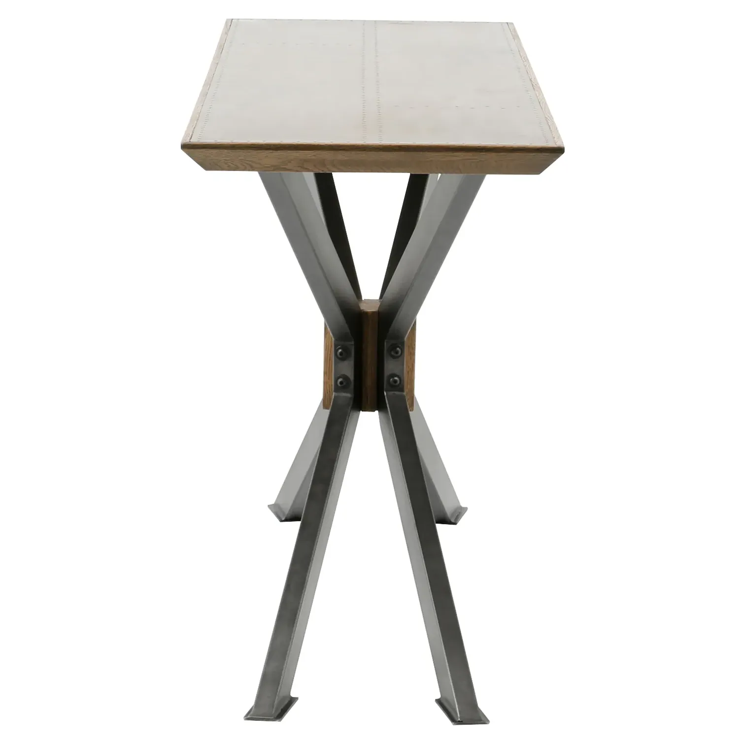 Vance Rectangular Console Table - Brass, Oak