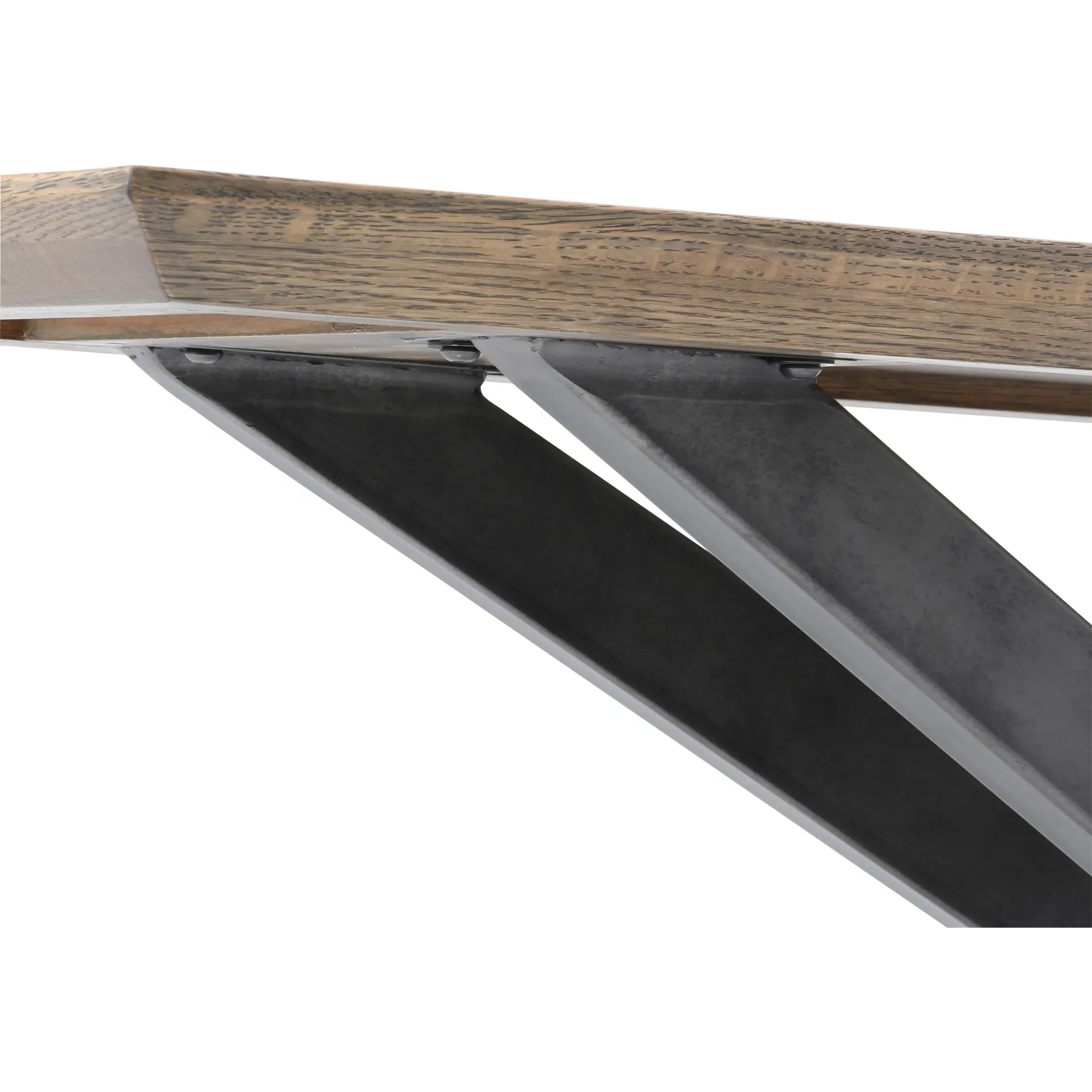 Vance Rectangular Console Table - Brass, Oak