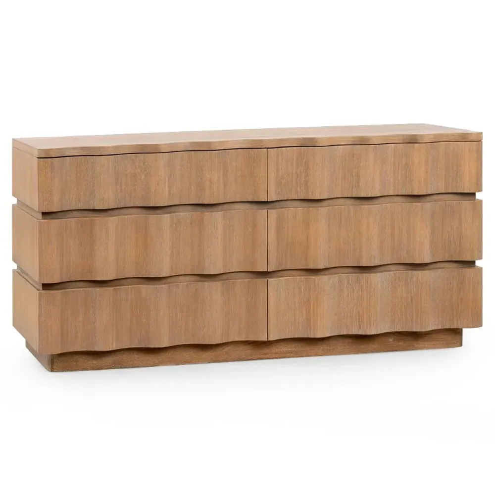 Vanessa Wavy Double Dresser - Almond Brown, Oak